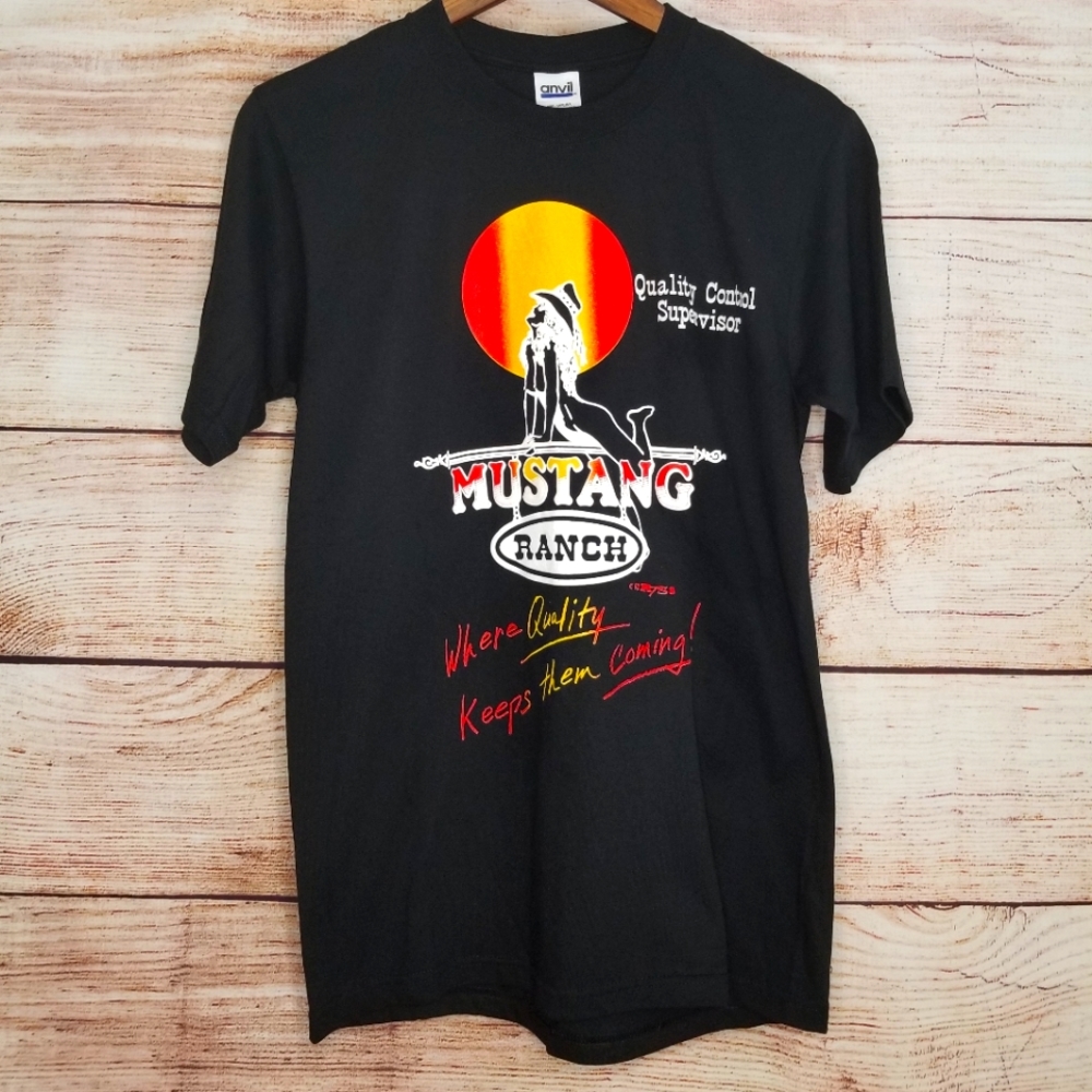 Vintage Mustang Ranch Nude Cowgirl Stripper Brothel TShirt